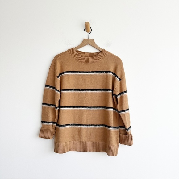Talbots Sweaters - Talbots Twinkle Stripe Sweater Cafe Combo Tan Women's Medium Pullover